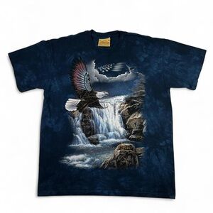 Vintage The Mountain Bald Eagle Shirt Men Medium Rick Kelley 2006 Leather Tag